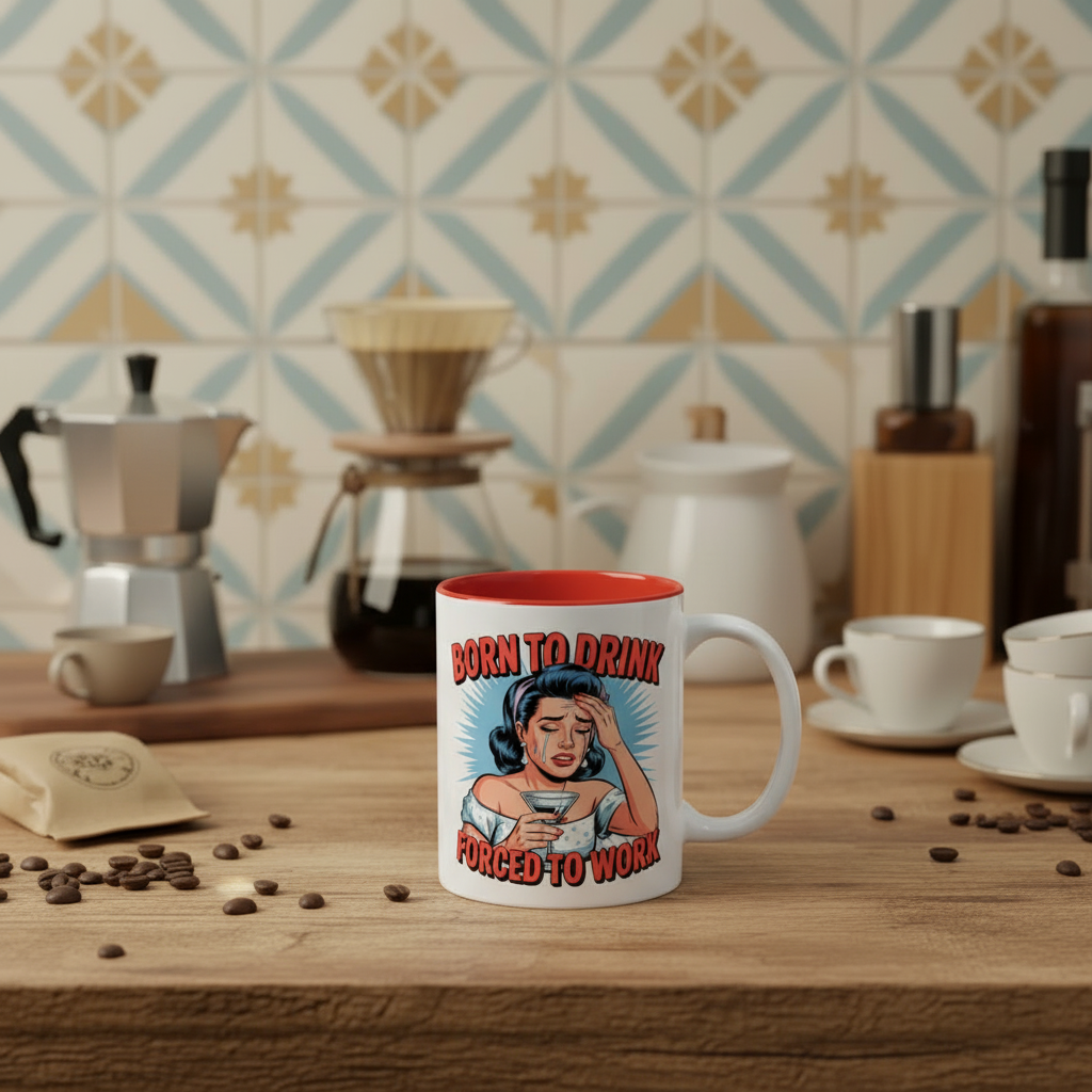 Coffee Mug — "Born to Drink, Forced to Work"